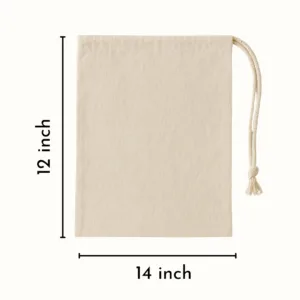12x14 Inch Cotton Drawstring Pouch Bag